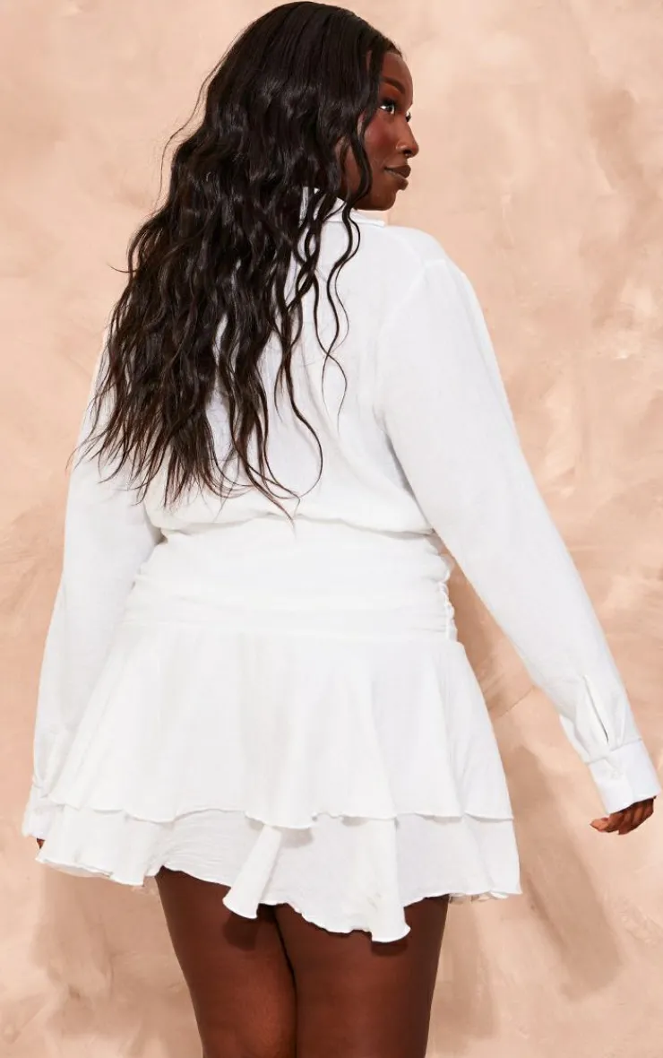 Plus Oversized Shirt Frill Detail Shift Dress-PrettyLittleThing Discount