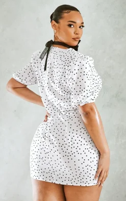 Plus Polka Dot Puff Sleeve Tea Dress-PrettyLittleThing Outlet