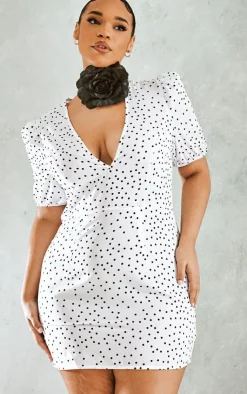 Plus Polka Dot Puff Sleeve Tea Dress-PrettyLittleThing Outlet