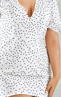 Plus Polka Dot Puff Sleeve Tea Dress-PrettyLittleThing Outlet