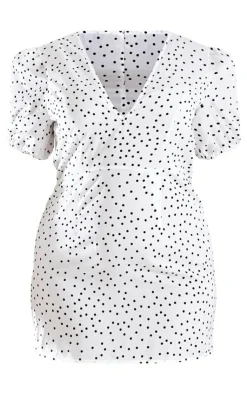 Plus Polka Dot Puff Sleeve Tea Dress-PrettyLittleThing Outlet