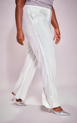 Plus Resin Sequin Wide Leg Pants-PrettyLittleThing Clearance