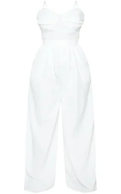 Plus Ruched Cup Strappy Wide Leg Jumpsuit-PrettyLittleThing New
