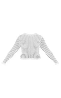 PrettyLittleThing Knitted Tops*Plus Sheer Knit Long Sleeve Top