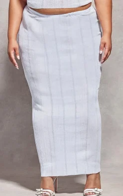 Outlet PrettyLittleThing Plus Sheer Knit Low Rise Maxi Skirt White