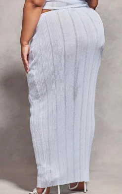 Outlet PrettyLittleThing Plus Sheer Knit Low Rise Maxi Skirt White