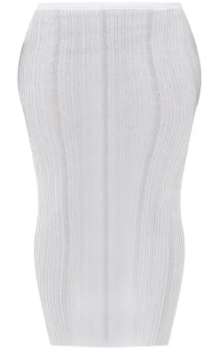 Outlet PrettyLittleThing Plus Sheer Knit Low Rise Maxi Skirt White