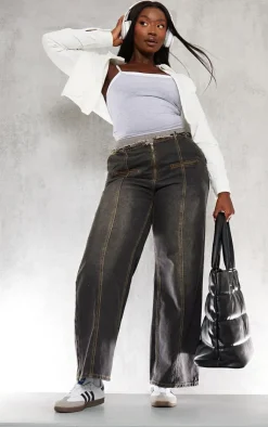 PrettyLittleThing Shirts*Plus Shoulder Pad Detail Cropped Shirt