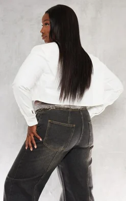 PrettyLittleThing Shirts*Plus Shoulder Pad Detail Cropped Shirt