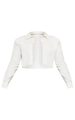 PrettyLittleThing Shirts*Plus Shoulder Pad Detail Cropped Shirt
