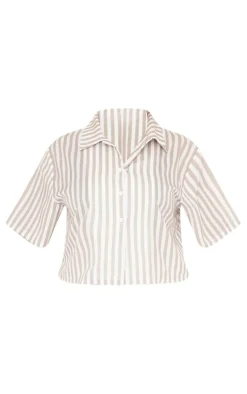 Clearance PrettyLittleThing Plus Stripe Short Sleeve Shirt White