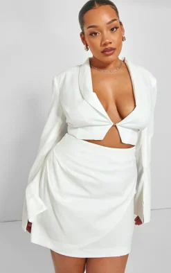 Best PrettyLittleThing Plus Tailored Mini Skirt White