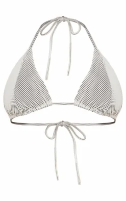 Plus White Textured Bikini Top