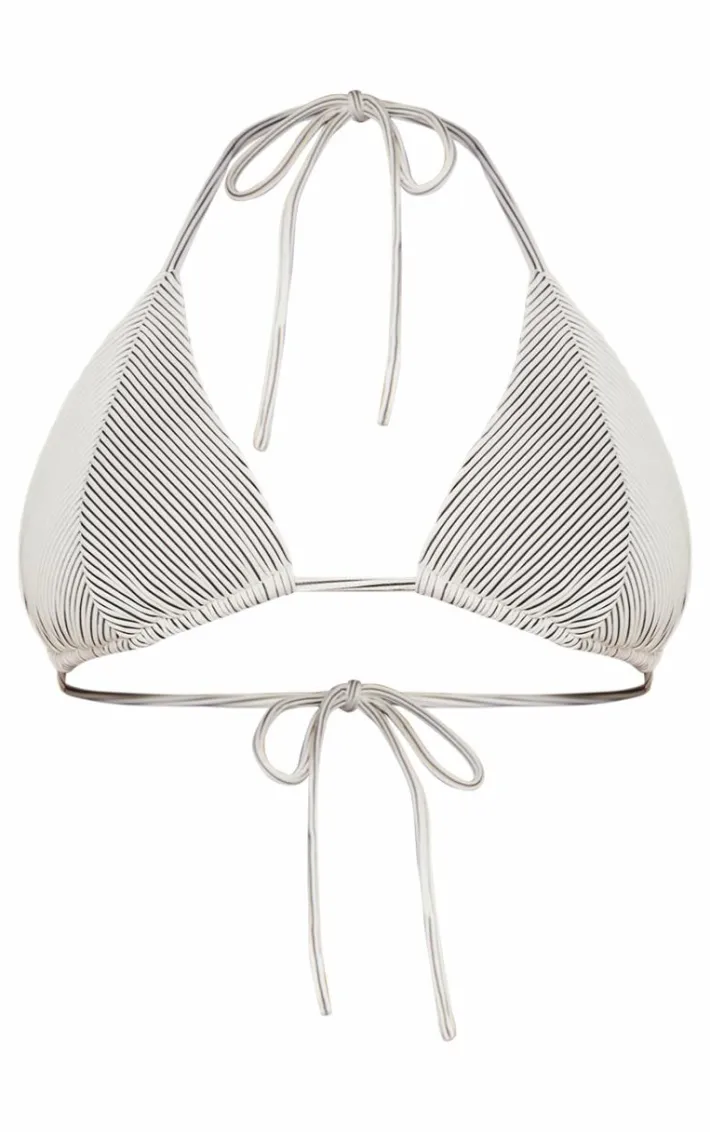 Plus White Textured Bikini Top
