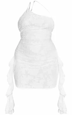 Plus Textured Floral Ruffle Detail Bodycon Dress-PrettyLittleThing Discount