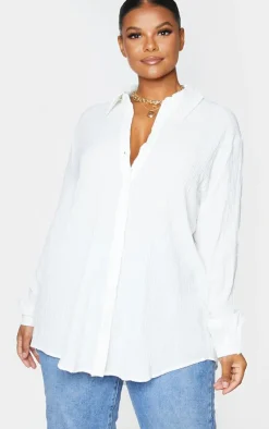 PrettyLittleThing Shirts*Plus Textured Oversized Shirt