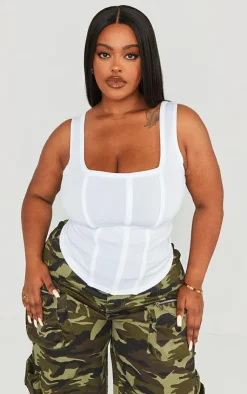PrettyLittleThing Corsets*Plus Textured Seam Detail Corset Top