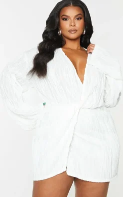 Plus Textured Wrap Front Dress-PrettyLittleThing Best