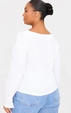 PrettyLittleThing Shirts*Plus Woven Tie Front Flared Sleeve Shirt