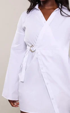 Plus Wrap Front Belt Detail Shirt Dress-PrettyLittleThing Sale