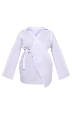 Plus Wrap Front Belt Detail Shirt Dress-PrettyLittleThing Sale