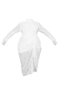 Plus Zebra Devore High Neck Draped Midi Dress-PrettyLittleThing Best