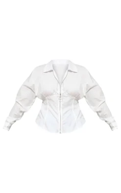 PrettyLittleThing Shirts*Plus Zip Corset Detail Shirt