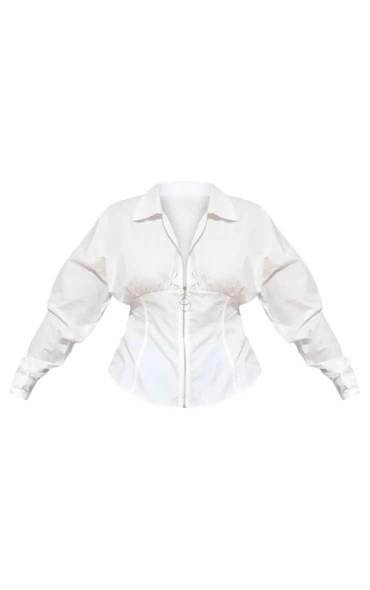 PrettyLittleThing Shirts*Plus Zip Corset Detail Shirt