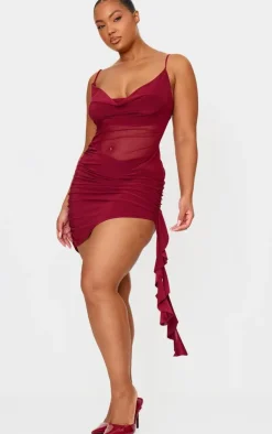 Plus Double Layer Slinky Mesh Panel Bodycon Dress-PrettyLittleThing Discount