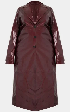 PrettyLittleThing Faux Leather Jackets*Plus High Shine Textured Faux Leather Maxi Coat