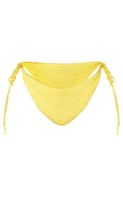 Plus Yellow Bead Detail Tassle Crochet Bikini Bottoms
