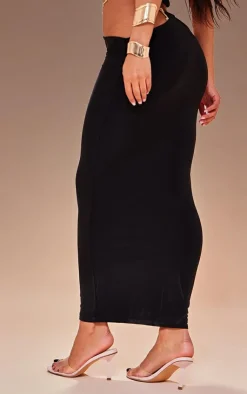 Hot PrettyLittleThing Premium Double Layer Slinky Chain Midaxi Skirt Black