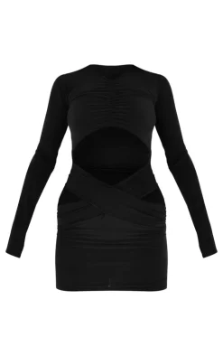 Premium Double Layer Slinky Extreme Cut Out Bodycon Dress-PrettyLittleThing Clearance