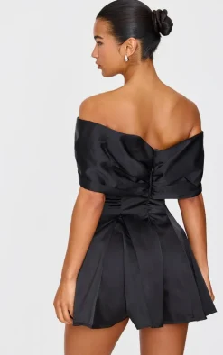Premium Satin Extreme Bow Detail Romper-PrettyLittleThing Outlet