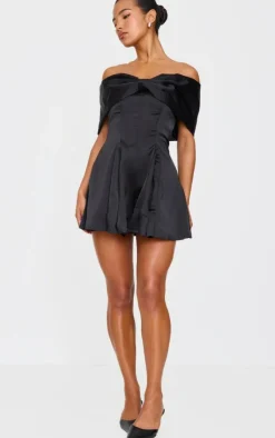 Premium Satin Extreme Bow Detail Romper-PrettyLittleThing Outlet