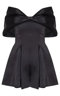 Premium Satin Extreme Bow Detail Romper-PrettyLittleThing Outlet