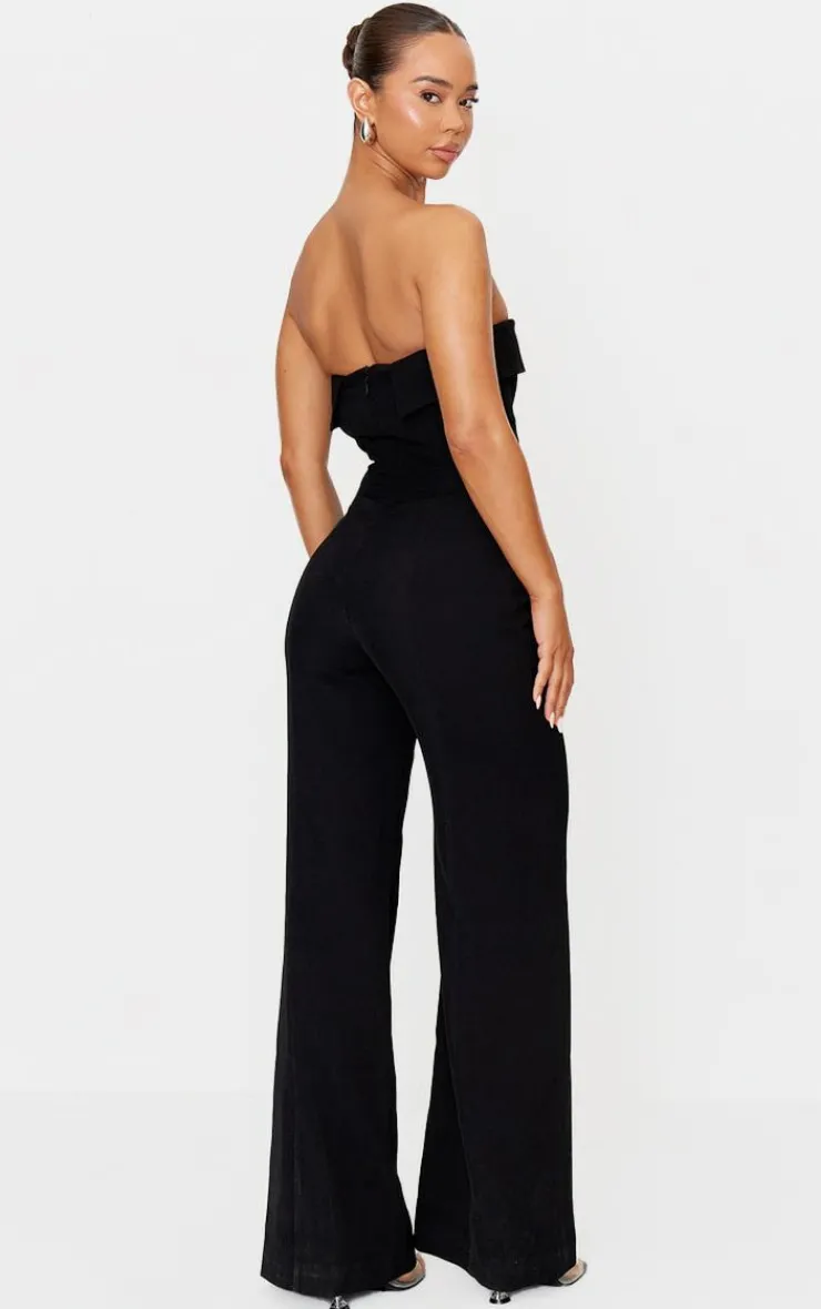 Premium Woven Bandeau Corset Straight Leg Jumpsuit-PrettyLittleThing Sale