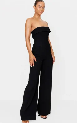 Premium Woven Bandeau Corset Straight Leg Jumpsuit-PrettyLittleThing Sale