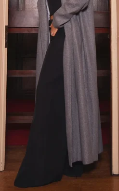 New PrettyLittleThing Premium Woven High Waist Tailored Pants Black