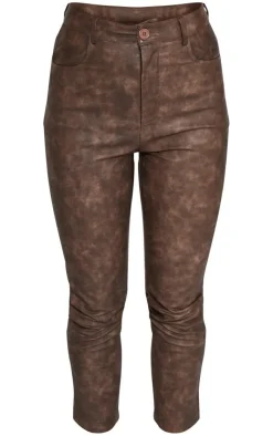 Premium Washed Faux Leather Cropped Pants-PrettyLittleThing Online