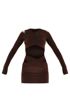 Premium Double Layer Slinky Extreme Cut Out Bodycon Dress-PrettyLittleThing