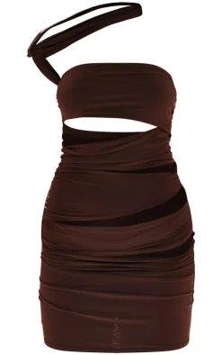Premium Double Layer Slinky Ruched Cut Out Bodycon Dress-PrettyLittleThing