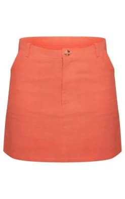 Discount PrettyLittleThing Premium Linen Look Tailored Mini Skirt Coral