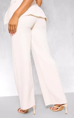 Outlet PrettyLittleThing Premium Tailored Woven High Waist Wide Leg Pants Cream