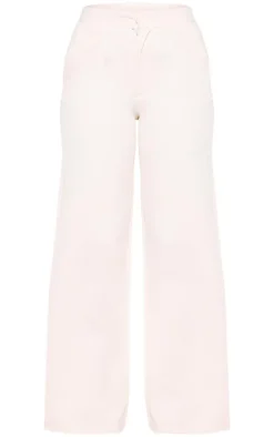 Outlet PrettyLittleThing Premium Tailored Woven High Waist Wide Leg Pants Cream