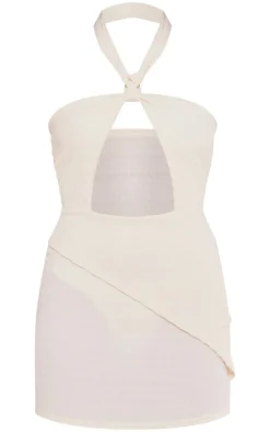 Premium Textured Halterneck Cut Out Bodycon Dress-PrettyLittleThing Online