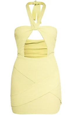 Premium Textured Halterneck Cut Out Detail Bodycon Dress-PrettyLittleThing Best