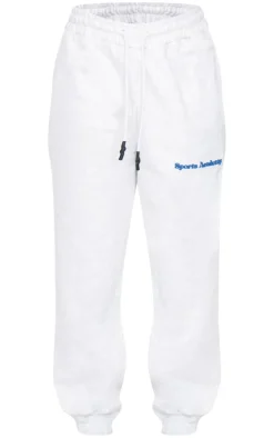 PrettyLittleThing Grey Sweatsuits*Premium Heather Sports Academy Puff Print Oversized Sweatpants