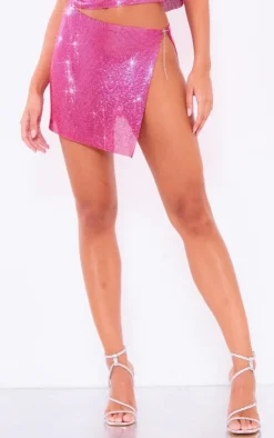 Best PrettyLittleThing Premium Chainmail Mini Skirt Hot Pink