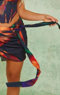 PrettyLittleThing Premium Tie Dye Tie Detail Mini Skirt Multi
